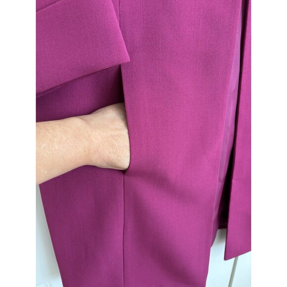 KASPER WOMENS OPEN FRONT JACKET-BLAZER CERISE 3/4 SLEEVE POCKETS PLUS SIZE 14 - Picture 6 of 7